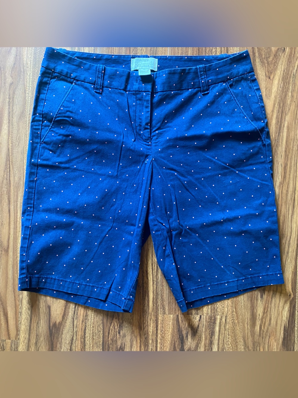J Crew Factory pink polka dot Bermuda shorts